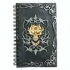 Skull Design Front Spiral Notebook Resin Cover Marka Gallery Black Art Halloween